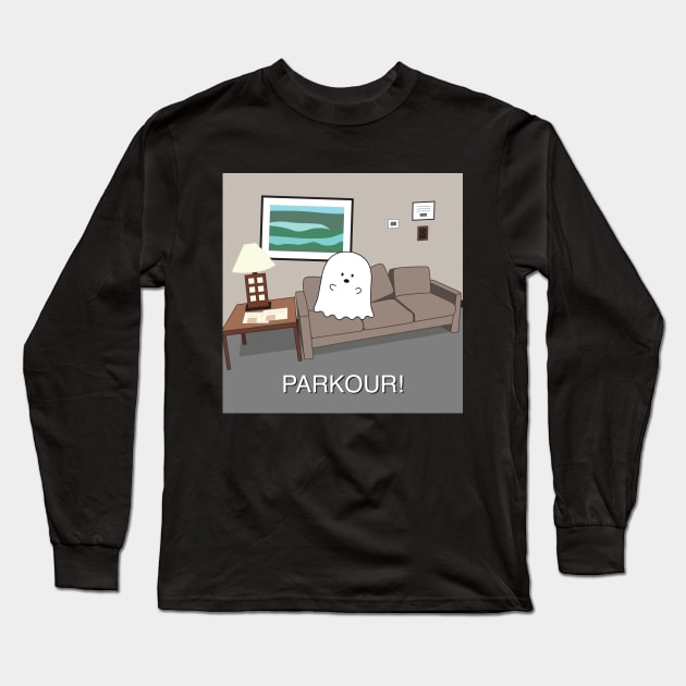 Gordie the Ghost (parkour!) | by queenie's cards Long Sleeve T-Shirt by queenie's cards